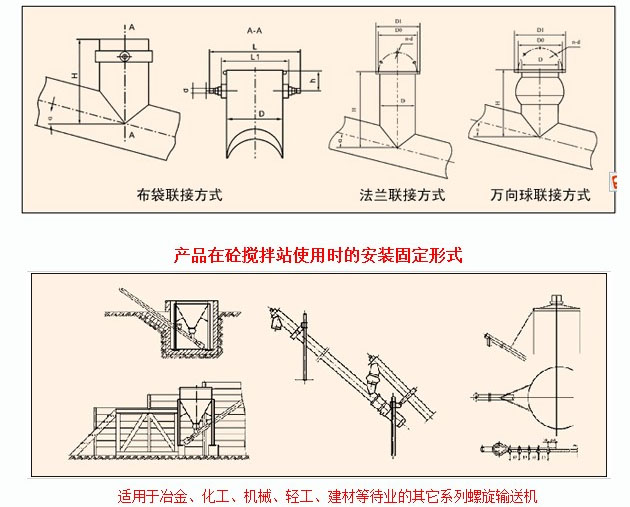 水泥螺旋輸送機(jī)在攪拌站使用時(shí)的安裝固定形式